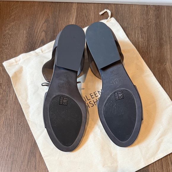 Eileen Fisher Graphite Leather Ankle-Tie Open-Toe Heels - Picture 12 of 14